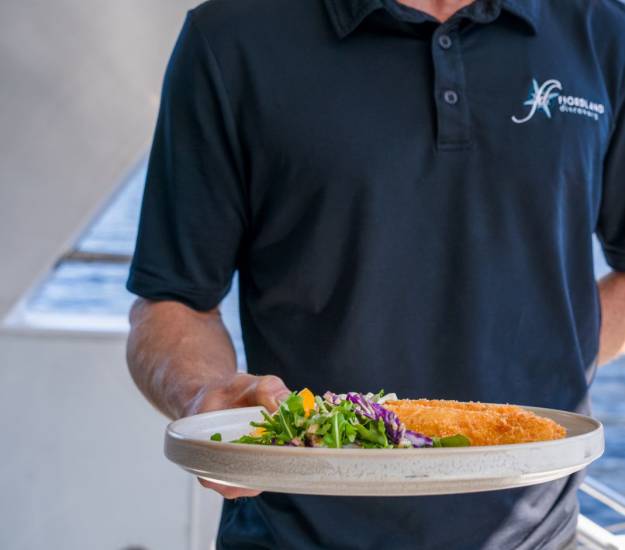 Luxury Milford Sound cruise | Private Milford Sound cruise | Best food in Milford Sound | Best way to see Milford Sound | Plated lunch Milford Sound